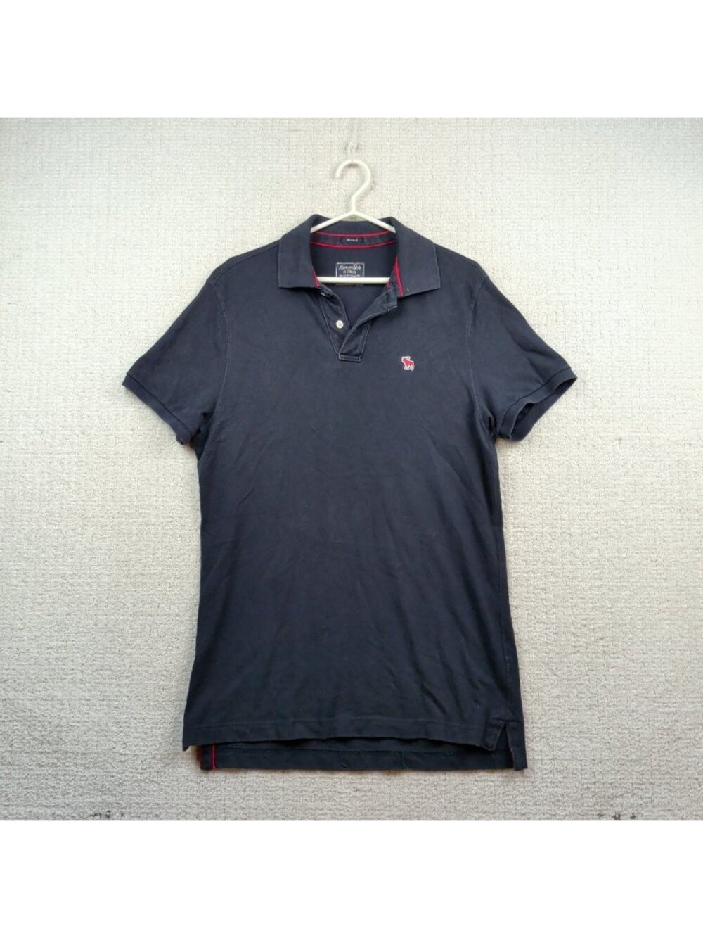 Y2K Abercrombie & Fitch Polo Shirt Mens XL Blue / Red Moose Logo Muscle Preppy
